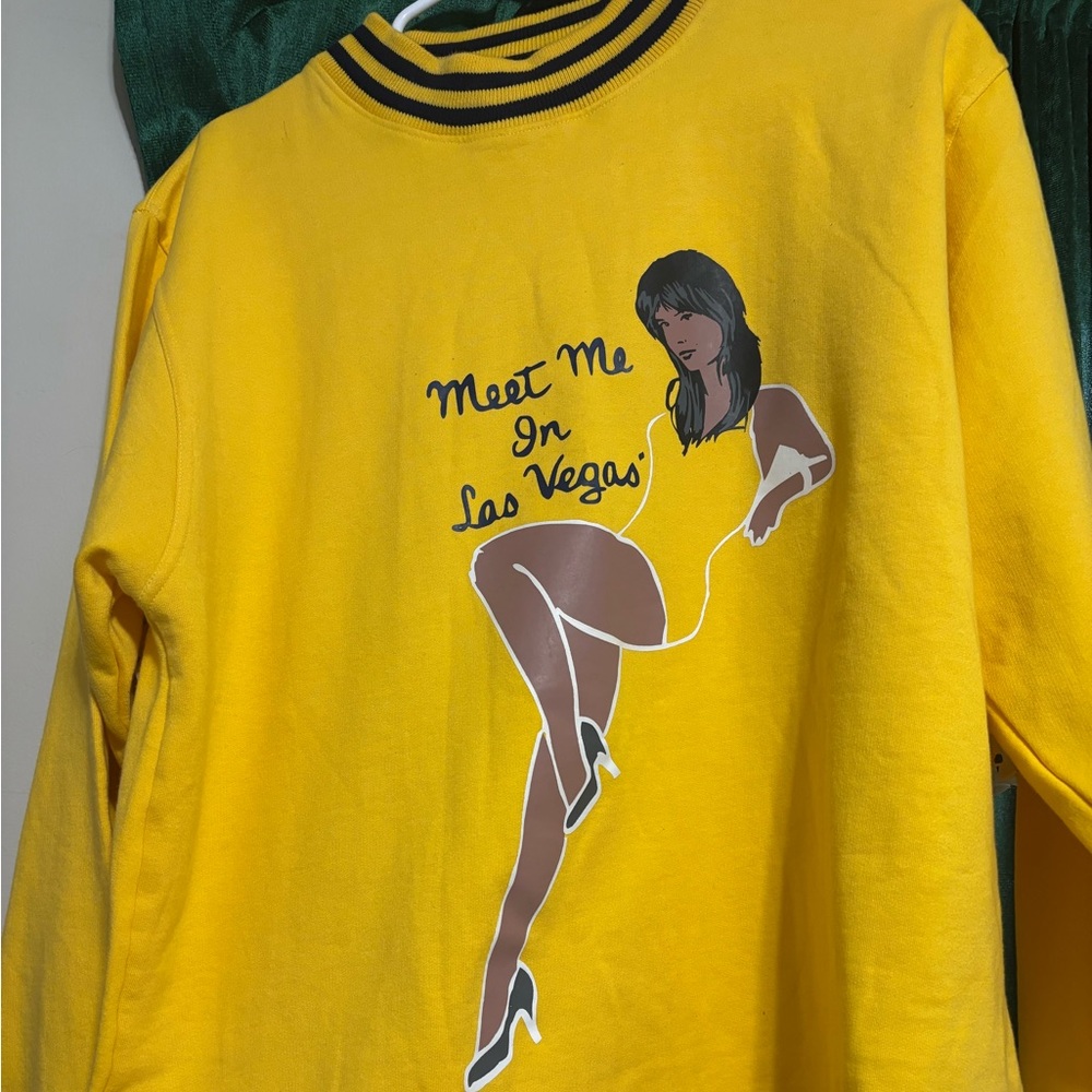 Yellow Graphic Sweatshirt with Las Vegas Print